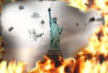 Statue of Liberty fire flames burning background Royalty Free Stock Photo