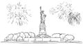 Statue of Liberty with Firework Illustration