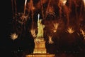 Statue of Liberty with fireworks Royalty Free Stock Photo