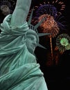 Statue of Liberty with Fireworks Royalty Free Stock Photo