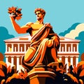 Statue of Liberty in front of the Academy of Athens, Greece AI generated Royalty Free Stock Photo