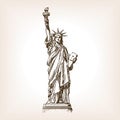 Statue of Liberty hand drawn sketch style vector