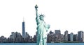 The Statue of Liberty with high-rise building in Lower Manhattan, New York City Royalty Free Stock Photo