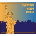 Statue of liberty holding coffee Royalty Free Stock Photo