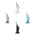 Statue of Liberty icon in cartoon,black style isolated on white background. USA country symbol stock vector illustration Royalty Free Stock Photo