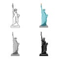 Statue of Liberty icon in cartoon style on white background. USA country symbol stock vector illustration. Royalty Free Stock Photo