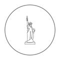 Statue of Liberty icon in outline style isolated on white background. USA country symbol stock vector illustration. Royalty Free Stock Photo