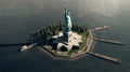 Statue of liberty on the island view from above. freedom and independence of the American people. AI generated