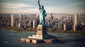 Statue of liberty on the island. A symbol of the freedom and independence of the American people. AI generated Royalty Free Stock Photo