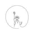 Statue of Liberty Isolated one white background with continuous single line drawing vector illustration Royalty Free Stock Photo