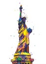 The Statue Of Liberty Isolated On White Background, Digital Pop Art Design