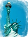 Statue of Liberty or Lady Liberty manhattan new york city usa painting style illustration Royalty Free Stock Photo