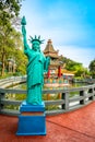 Statue of Liberty by the Lake at Haw Par Villa Theme Park Royalty Free Stock Photo