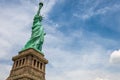 Statue of Liberty on Liberty Island closeup with blue sky in New York City Manhattan - Image Royalty Free Stock Photo