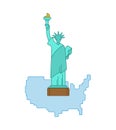 Statue of Liberty and map United States. Landmark America. USA S