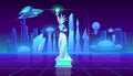 Statue of Liberty neon city futuristi background Royalty Free Stock Photo