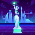 Statue of Liberty neon city futuristic background