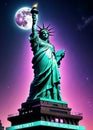 statue of liberty neon lights style Royalty Free Stock Photo