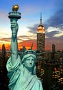 The Statue of Liberty and New York City skyline Royalty Free Stock Photo