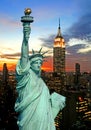 The Statue of Liberty and New York City skyline Royalty Free Stock Photo