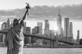 Statue Liberty and New York city skyline black and white Royalty Free Stock Photo