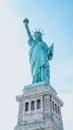 The Statue of Liberty, New York City on sunny blue sky. American symbol. Memorial day, Patriot Day. Space for text. New York NY Royalty Free Stock Photo