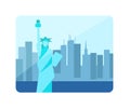 Statue of Liberty, New York landmark and American symbol, abstract travel sticker Royalty Free Stock Photo
