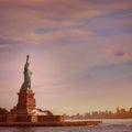 Statue of Liberty New York and Manhattan USA Royalty Free Stock Photo