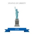Statue of Liberty New York NY United States USA vector flat Royalty Free Stock Photo