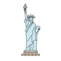 Statue of Liberty, New York. Outline illustration, isolated on white