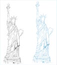 Statue of Liberty in New York sketch engraving raster illustration. T-shirt apparel print design. Scratch board imitation. Black Royalty Free Stock Photo