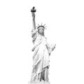 Statue of Liberty, New York, USA. Black halftone illustration of dots in diagonal arrangement on white background Royalty Free Stock Photo