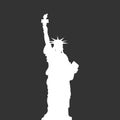 Statue of Liberty, New York, USA. Simple white vector silhouette on grey background Royalty Free Stock Photo