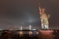 Statue of liberty at night in Daiba district in Tokyo Japan