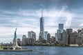 The Statue of Liberty with One World Trade Center background, Landmarks of New York City Royalty Free Stock Photo