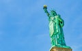 The Statue of Liberty, outdoor statue on a clear blue sky background on Liberty Island, New York, USA with copy space, empty space Royalty Free Stock Photo