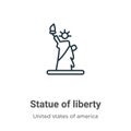 Statue of liberty outline vector icon. Thin line black statue of liberty icon, flat vector simple element illustration from Royalty Free Stock Photo