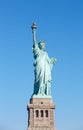 Statue of Liberty with pedestal in New York, clear blue sky Royalty Free Stock Photo