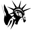 Statue of Liberty resists coronavirus by wearing a face mask. Vector image. Royalty Free Stock Photo