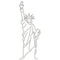 Statue of Liberty sculpture line art is a gift from France to USA designed in a colossal neoclassical style. Is a statue of Roman