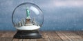 Statue of Liberty in the snow globe glass ball. Travel or trip to New York and USA in winter for celebrate Christmas
