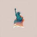 Statue of Liberty and stylized USA flag symbol