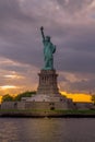 Statue of liberty at sunset Royalty Free Stock Photo