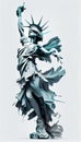 The Statue of Liberty Superimpose on A Contemporary Dance Pose in 3D on White Background AI Generative Royalty Free Stock Photo