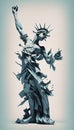 The Statue of Liberty Superimpose on A Contemporary Dance Pose in 3D on White Background AI Generative