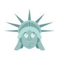 Statue of Liberty Surprised Emoji. US landmark statue face guilt