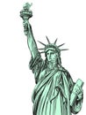 Statue of liberty, symbol of freedom and democracy in the United States of America, architectural landmark hand drawn Royalty Free Stock Photo