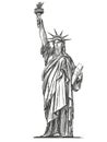 Statue of liberty, symbol of freedom and democracy in the United States of America, architectural landmark hand drawn