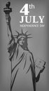 Statue of Liberty a symbol of independence of America on a gray indistinct background.