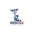 Medusa logo, creative silhouete libarty and medis vector Royalty Free Stock Photo